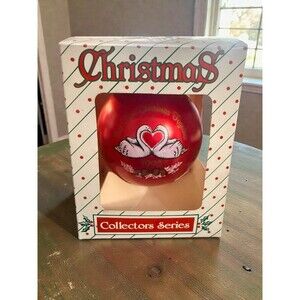 90s Christmas Collectors Series Glass Ornament Our First Christmas Together Swan